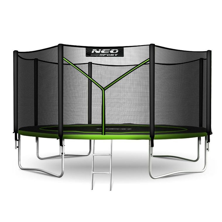 Neo-Sport, trampolina ogrodowa z siatką zewnętrzną i drabinką, 13ft/404 cm