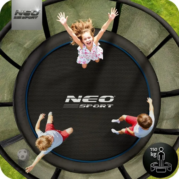 Neo-Sport, trampolina ogrodowa z siatką zewnętrzną i drabinką, 13ft/404 cm