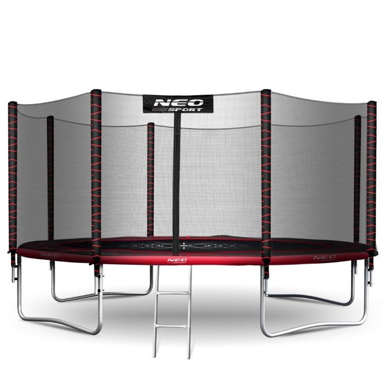 Neo-Sport, trampolina ogrodowa z siatką zewnętrzną i drabinką, 13ft/404 cm