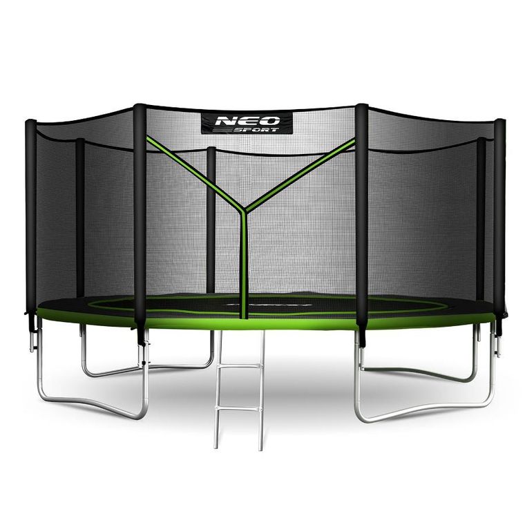 Neo-Sport, trampolina ogrodowa z siatką zewnętrzną i drabinką, 14ft/435 cm
