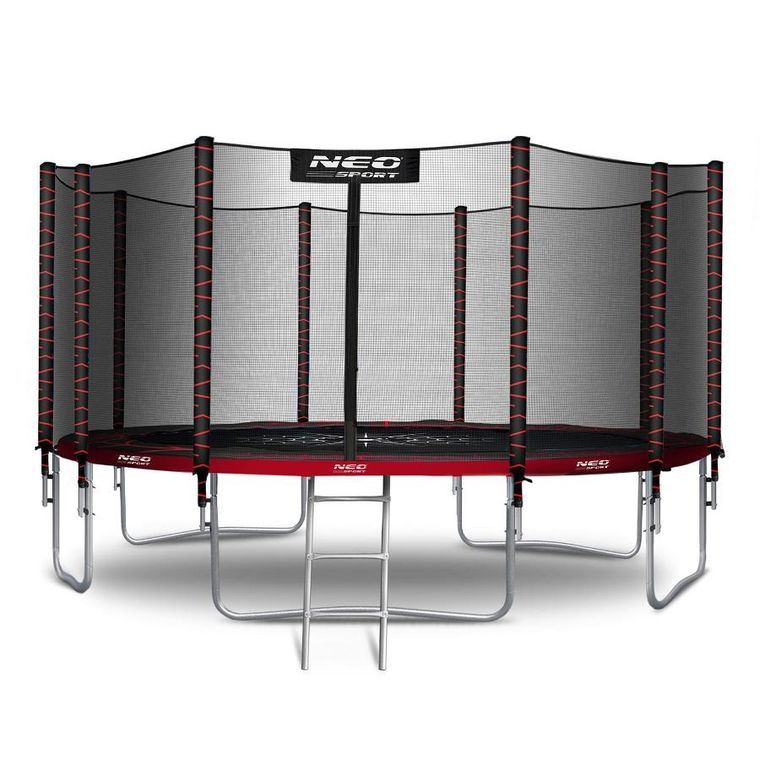 Neo-Sport, trampolina ogrodowa z siatką zewnętrzną i drabinką, 15ft/465 cm