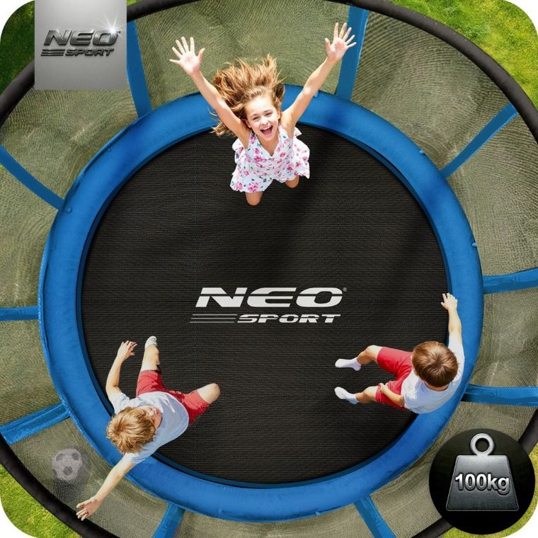 Neo-Sport, trampolina ogrodowa z siatką zewnętrzną i drabinką, 8ft/252 cm