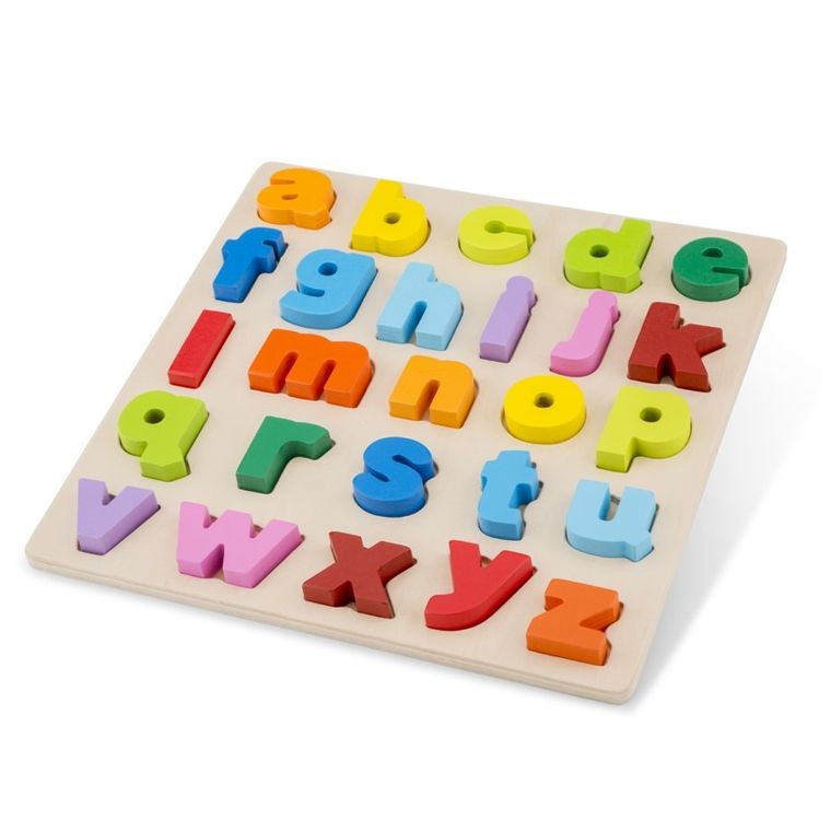 New Classic Toys, alfabet małe litery, drewniane puzzle