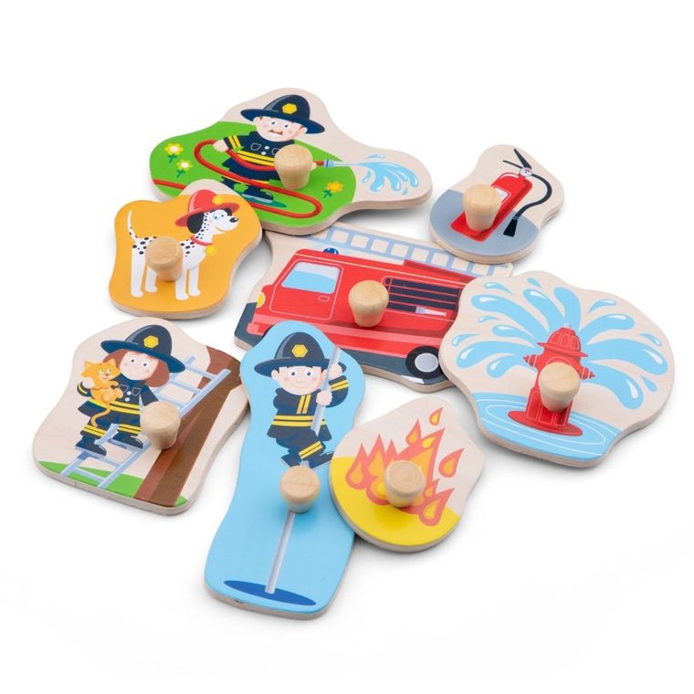 New Classic Toys, straż pożarna, drewniane puzzle, 8 elementów