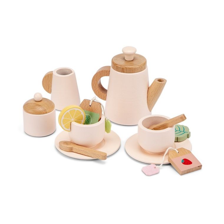 New Classic Toys, Woet, drewniany zestaw naczyń do herbaty z tacą