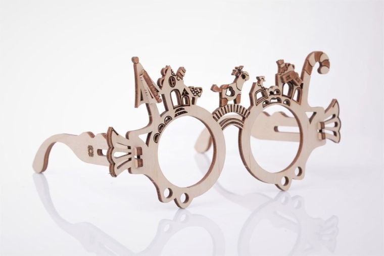 Nice Idea, Okulary Domki, puzzle drewniane 3D, 8 elementów