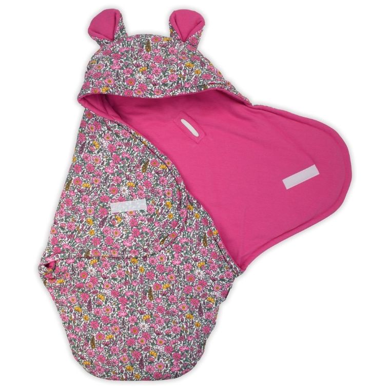 Nicol, Kwiatki, śpiworek nieocieplany, do fotelika, ciemny róż, 0-3 m