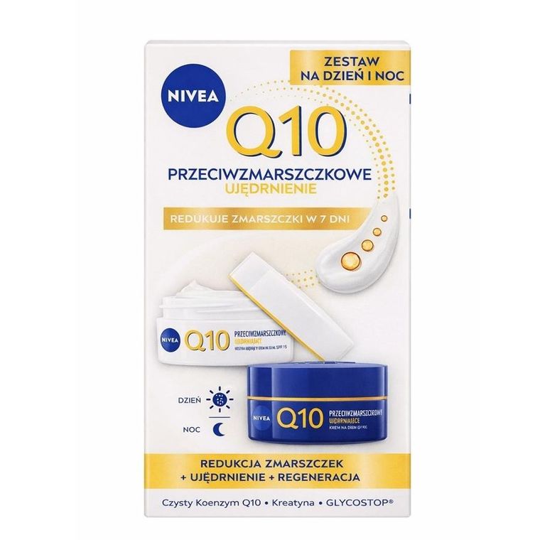 Nivea, Q10 Przeciwzmarszczkowe ujędrnienie, zestaw: krem na dzień i na noc, 2-50 ml