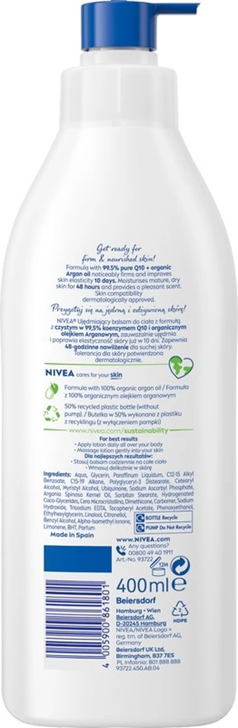 Nivea, Q10 Ujędrnienie + Odżywienie, balsam do ciała, 400 ml