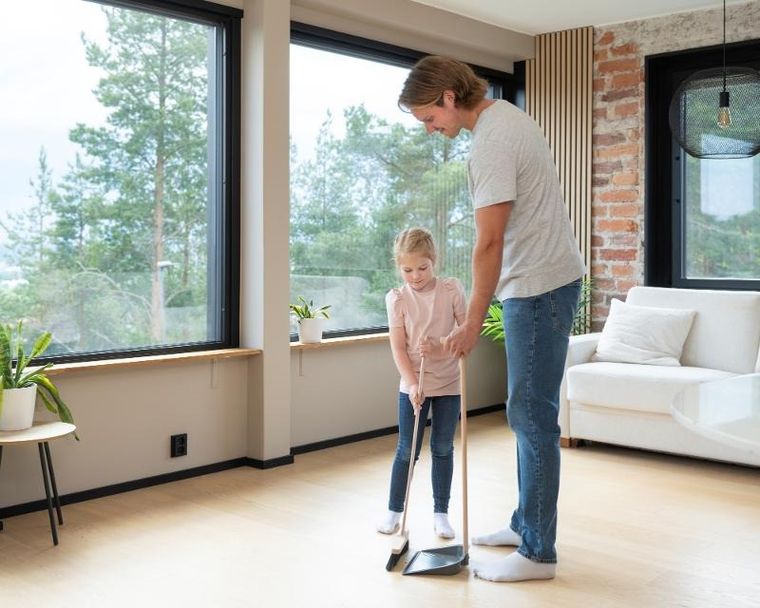 Nord Clean, drewniana szczotka i szufelka, 92 cm