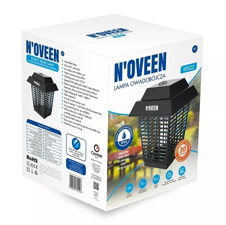 Noveen, lampa owadobójcza, Ikn22 Ipx4, Professional Lampion