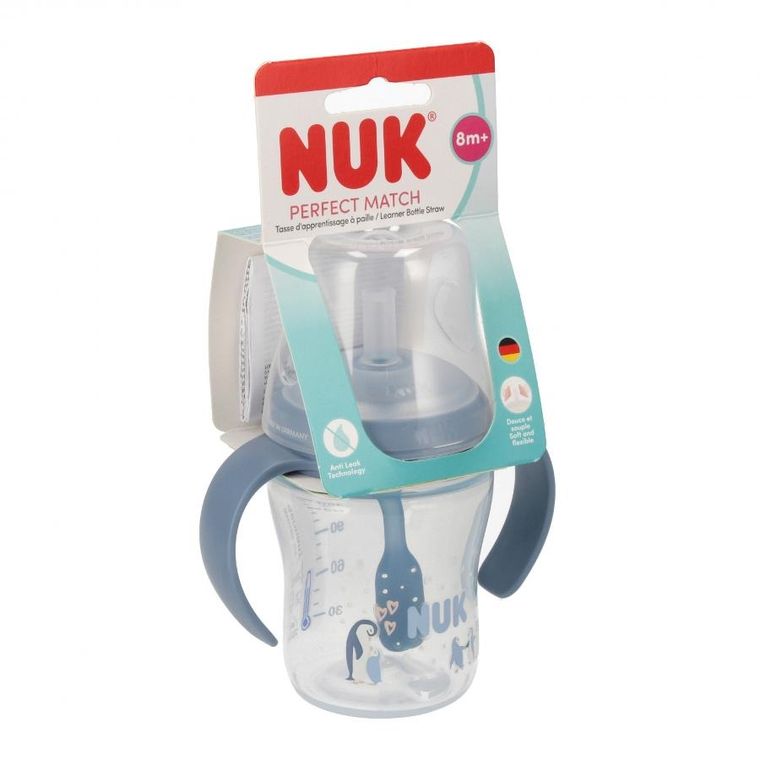 Nuk, butelka do nauki picia ze słomką, pingwinek, 150 ml