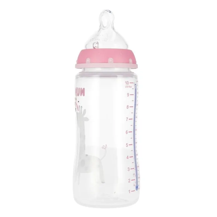 Nuk, butelka ze wskaźnikiem temperatury, 0-6m, różowa, 300 ml