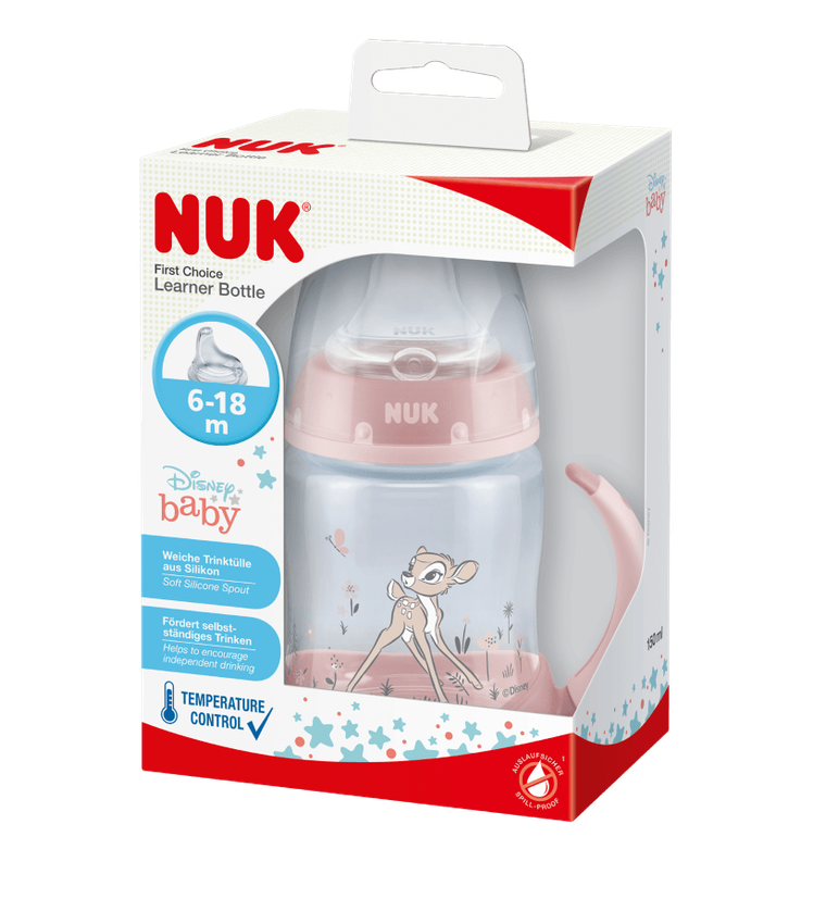 Nuk, First Choice+, Bambi, butelka ze wskaźnikiem temperatury, ustnik niekapek, 6-18 m, 150 ml