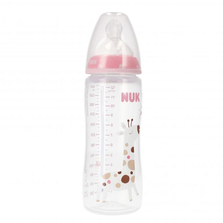 Nuk, First Choice, butelka ze wskaźnikiem temperatury, 6-18m, różowa, 300 ml