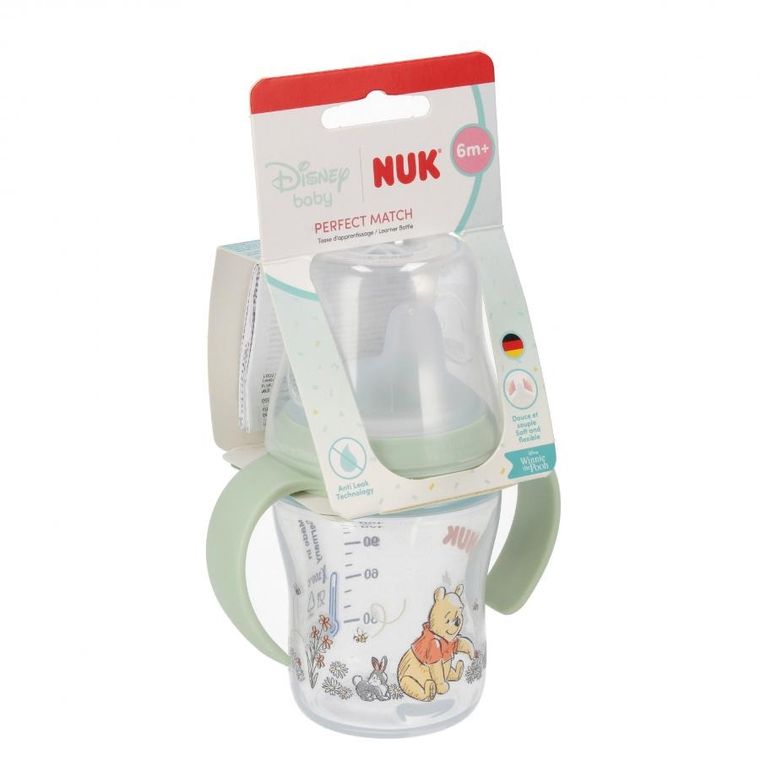 Nuk, Kubuś Puchatek, Perfect Match, butelka do nauki picia z ustnikiem niekapkiem, 150 ml