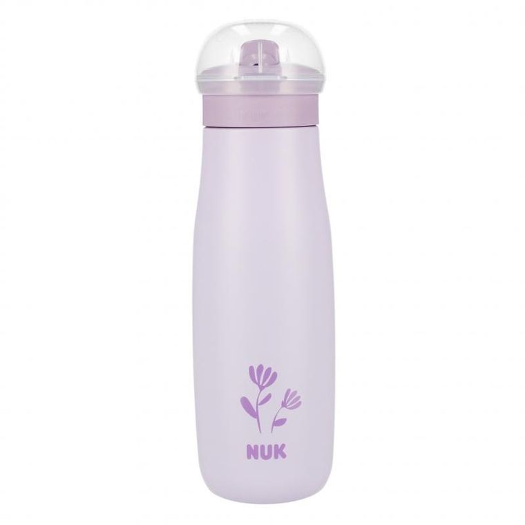 Nuk, Mini-Me, kubek ze słomką, stalowy, 12m+, kwiat, 500 ml