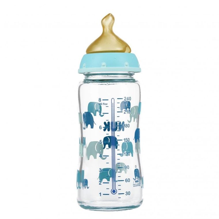 Nuk, Perfect Match, butelka szklana, 0-6m, turkus, 240 ml