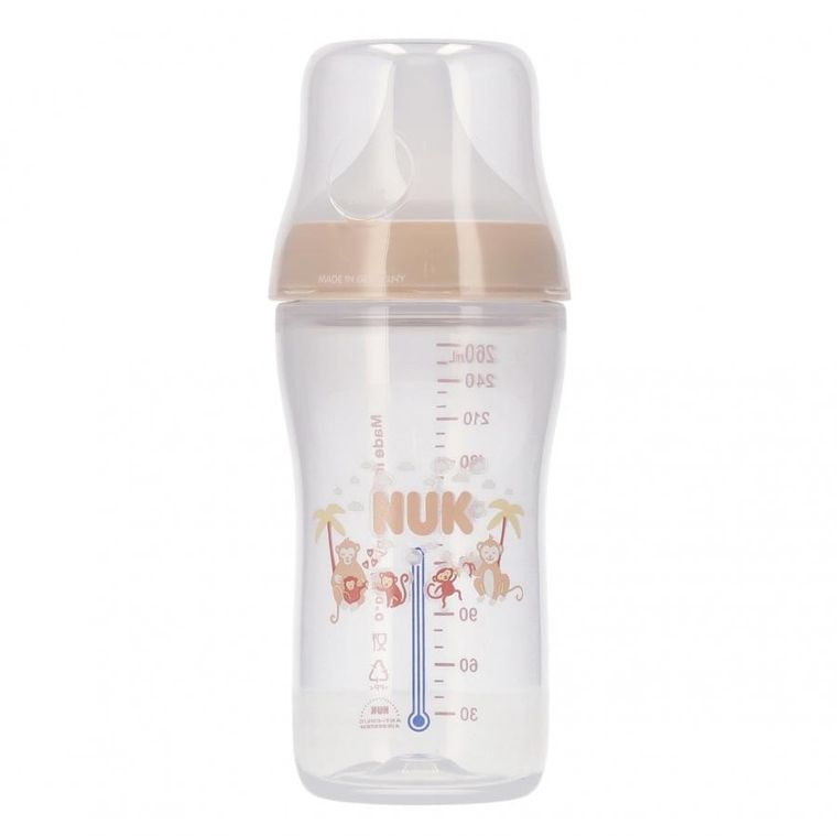 Nuk, Perfect Match, butelka z silikonowym smoczkiem, rozmiar M, małpka, 260 ml