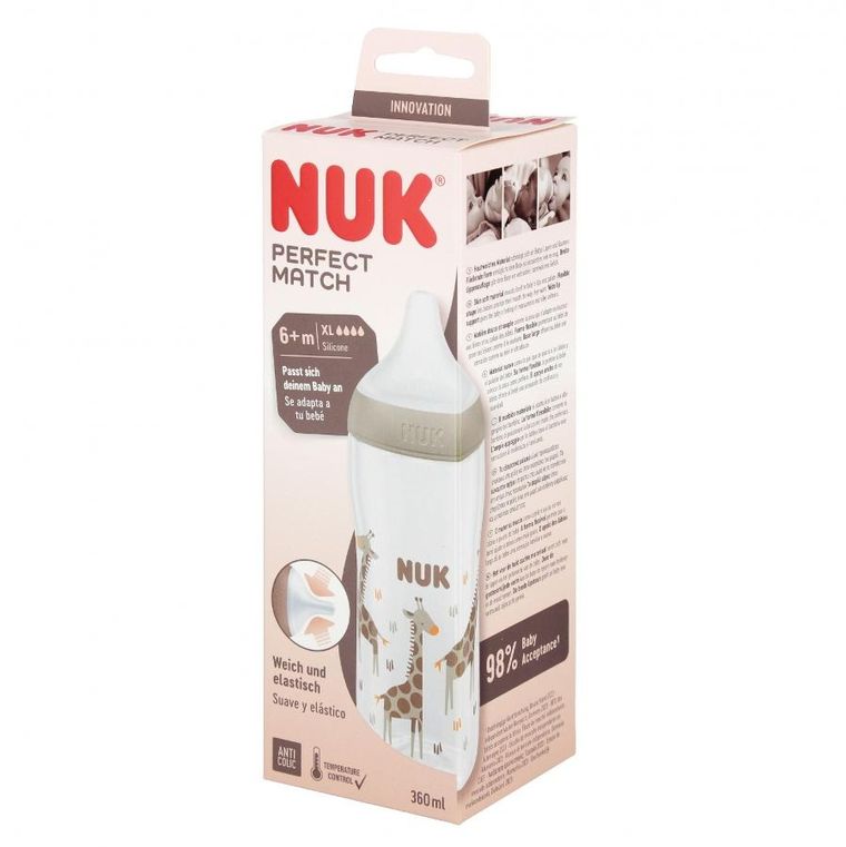 Nuk, Perfect Match, butelka, żyrafa, rozmiar XL, 360 ml