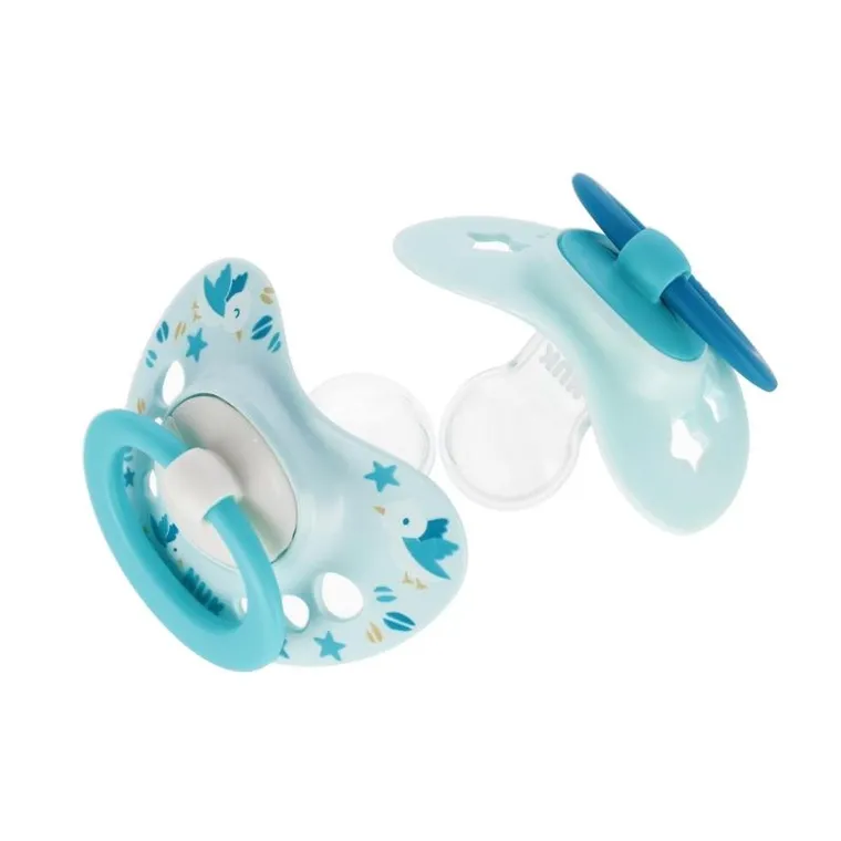 Nuk, Signature, smoczek silikonowy, 0-6m, niebieski, 2 szt.