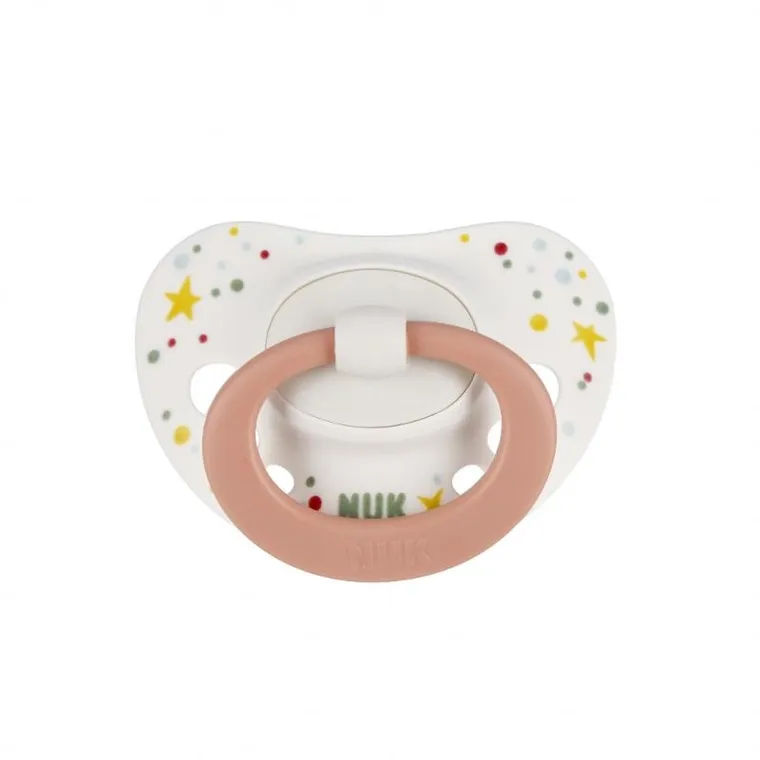Nuk, Signature, smoczek uspokajający, silikonowy, 0-6m, biały i różowy, 2 szt.