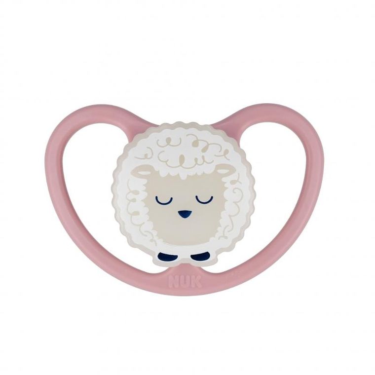 Nuk, Space Night, smoczek uspokajający silikonowy, 6-18m, lila, biały