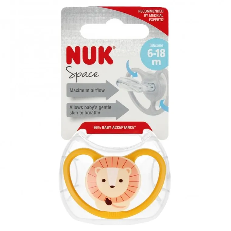 Nuk, Space, smoczek uspokajający, silikonowy, 6-18m, 1 szt.