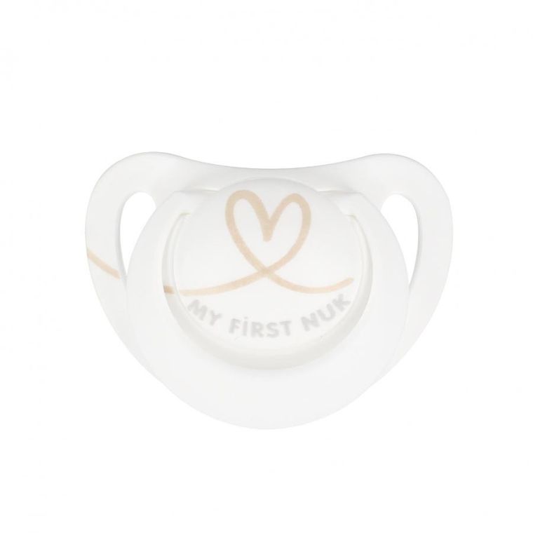 Nuk, Star, smoczek uspokajający, białe serca, 0-6m