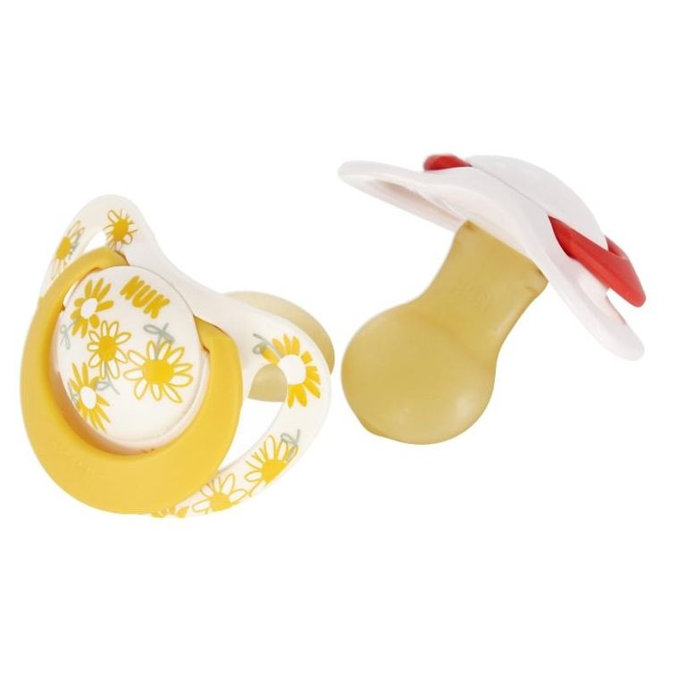 Nuk, Star, smoczek uspokajający, lateksowy, 18-36m, żółty, 2 szt.