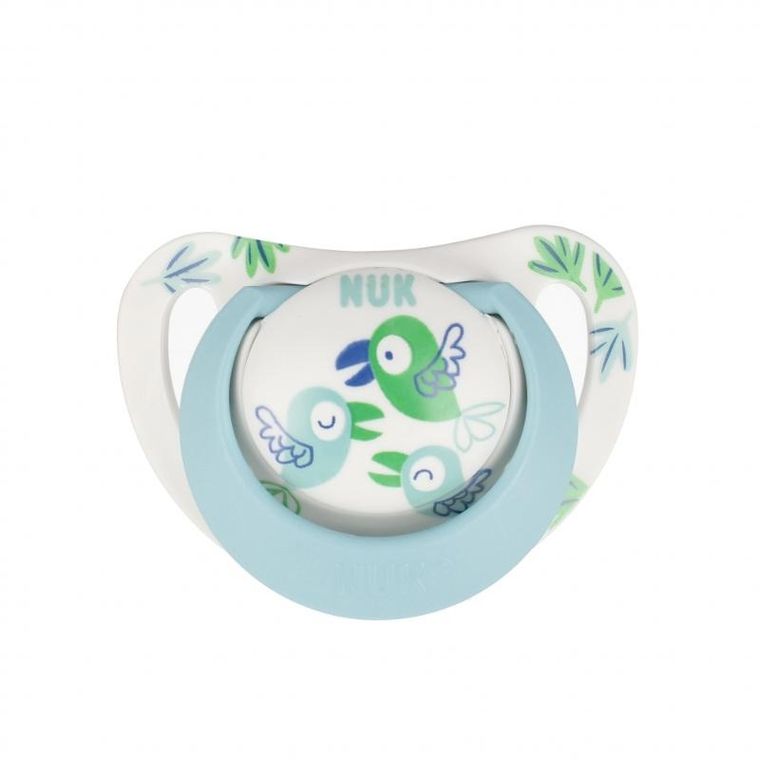 Nuk, Star, smoczek uspokajający, silikonowy, 18-36m, biało-turkusowy, 1 szt.