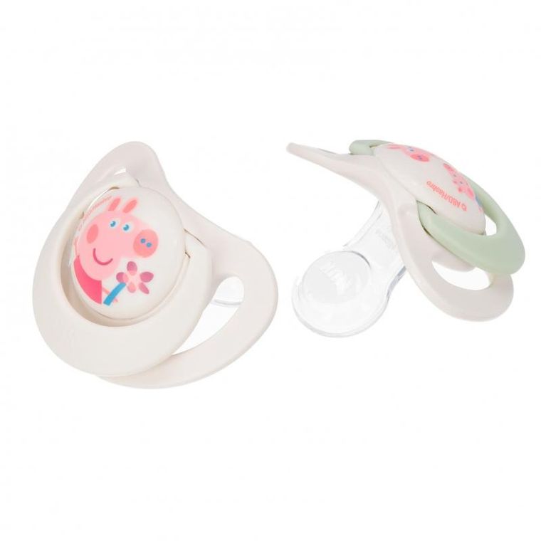 Nuk, Świnka Peppa, Star, smoczek uspokajający, silikonowy, 0-6m, 2 szt.