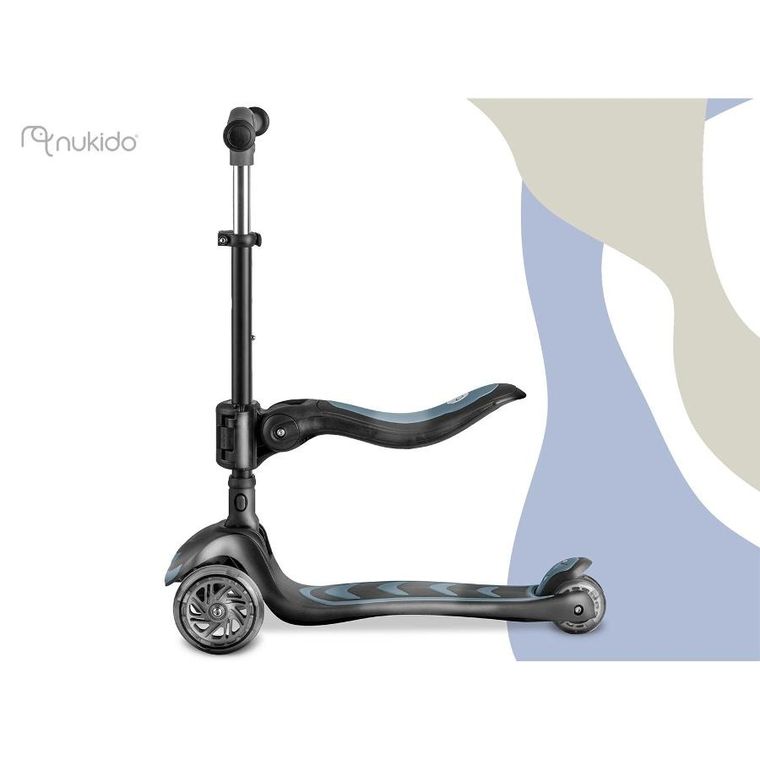 Nukido, Flippo, hulajnoga 3-kołowa, balansowa, z siedziskiem, czarna