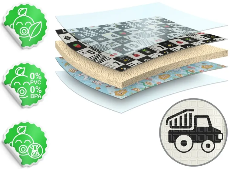 Nukido, mata piankowa, składana, ocean, liczby, 200-180-1 cm