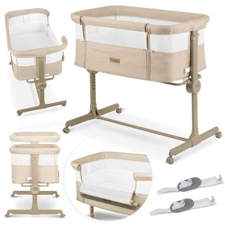 Nukido, NK-243, łóżeczko turystyczne składane, dostawka, beżowe