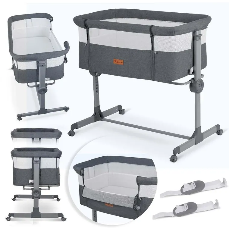 Nukido, NK-243, łóżeczko turystyczne składane, dostawka, ciemny szary