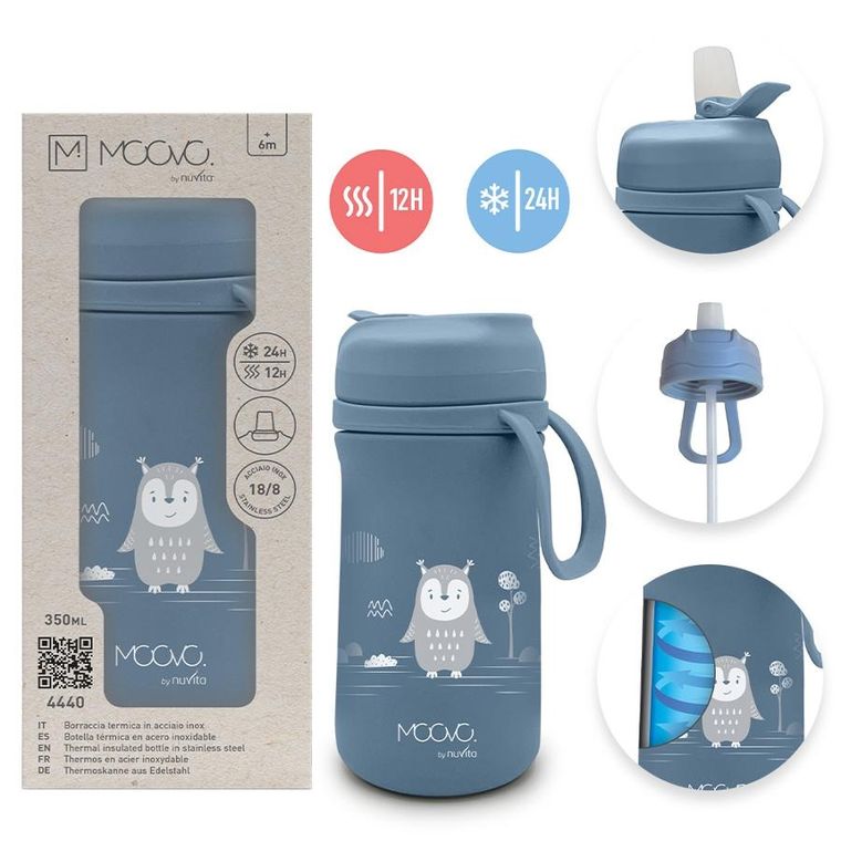 Nuvita, bidon termiczny z ustnikiem, powder blue, 350 ml