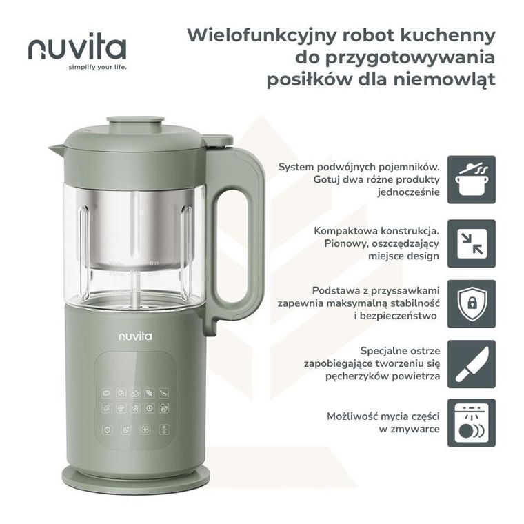 Nuvita, Magic Pappa 7w1, wielofunkcyjny robot kuchenny do przygotowywania posiłków dla niemowląt