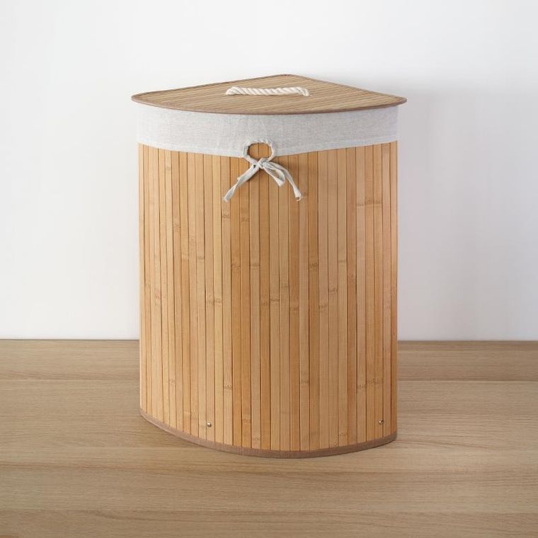 Nuxio, Arco, narożny kosz na pranie, bambus, 60l