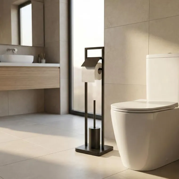 Nuxio, Arle, szczotka do WC z uchwytem na papier toaletowy, 77 cm