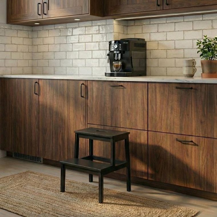Nuxio, Krok, bambusowy taboret ze schodkiem, 46 cm