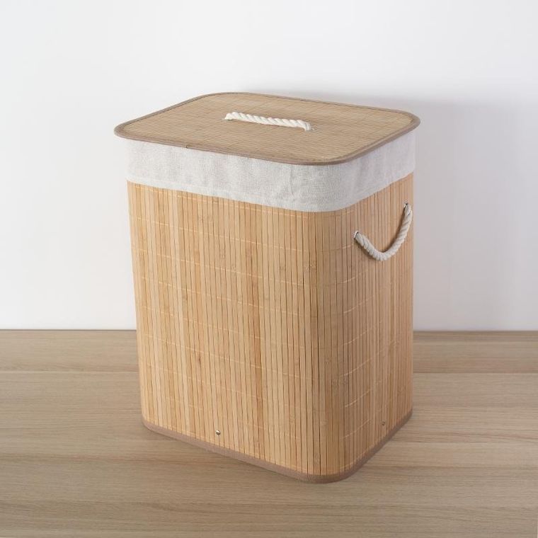 Nuxio, Sana, bambusowy kosz na pranie z wyjmowanym workiem, 60l