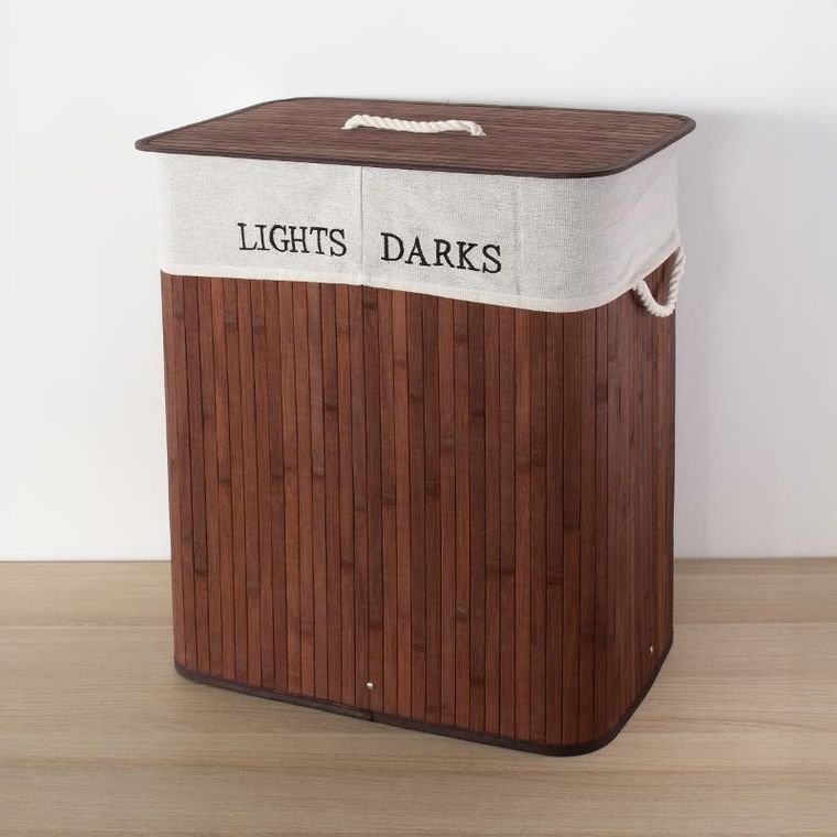 Nuxio, Svana, bambusowy kosz na pranie, 2-komorowy, 100l