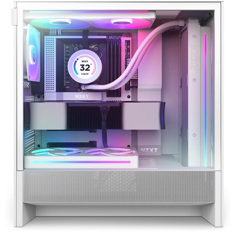 NZXT, H5 Flow, obudowa komputerowa, z oknem, RGB MIDI TOWER, biała