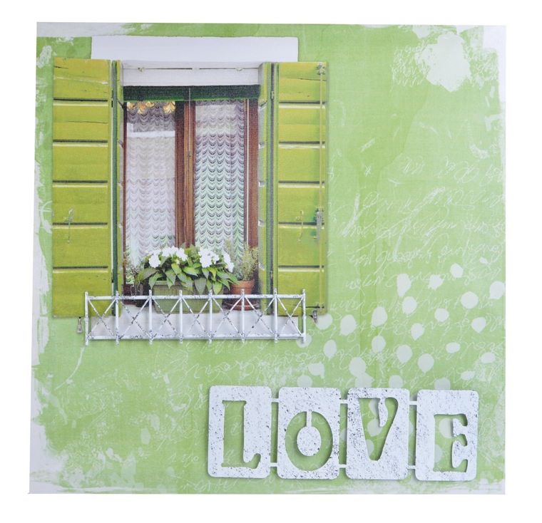 Obraz 3D, okno zielony, 50-50-2.5 cm