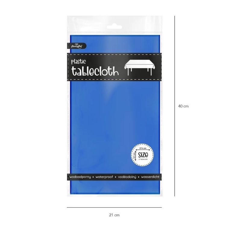 Obrus niebieski, plastikowy, 137-274 cm