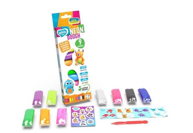 Okto, plastelina, neon, 9 kolorów