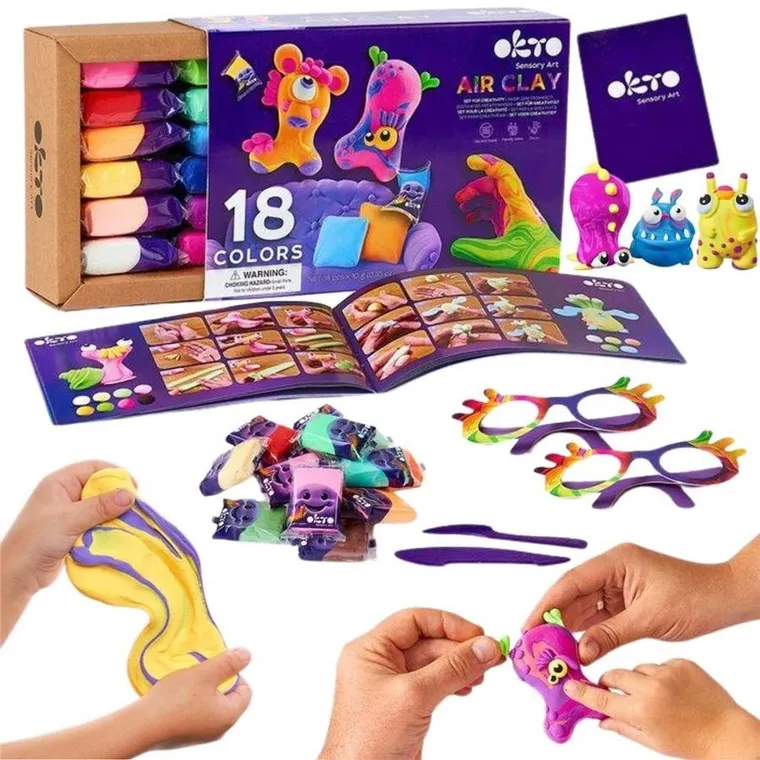 Okto, zestaw piankoliny, masa plastyczna, 18 kolorów