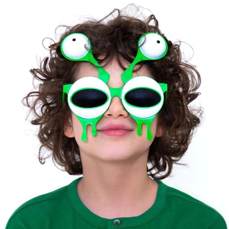 Okulary, UFO, zielono-biały