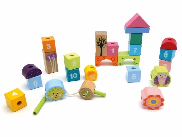 Oops, Liczby, drewniane klocki, 24 elementy